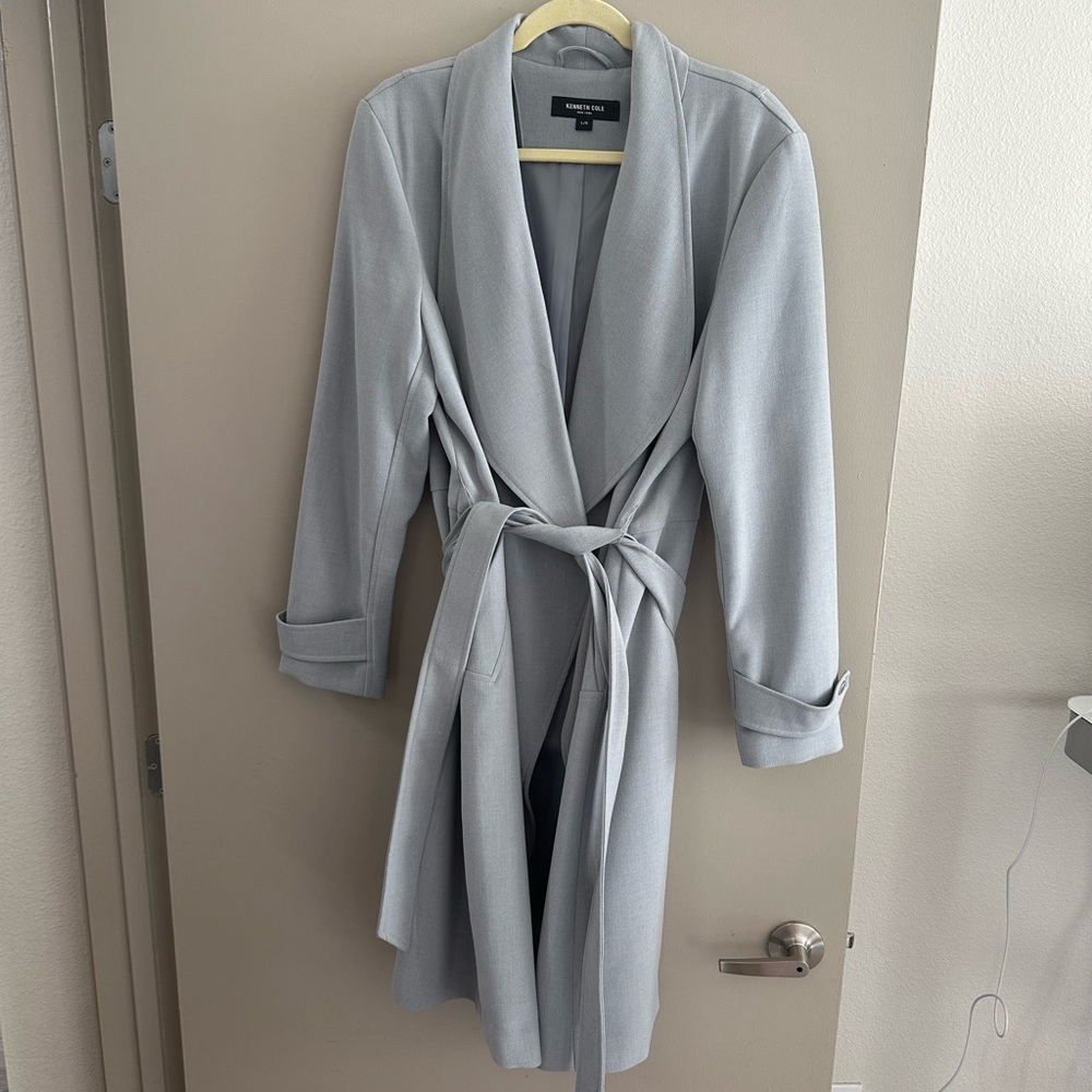 Gray Trench Coat with Belt